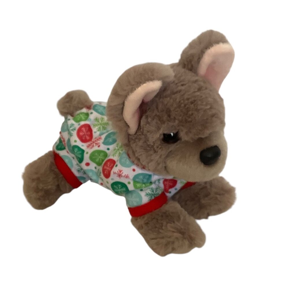 Douglas Cuddle Toys Plush Puppy Dog in Christmas Holiday Pajamas 8.5”x8”